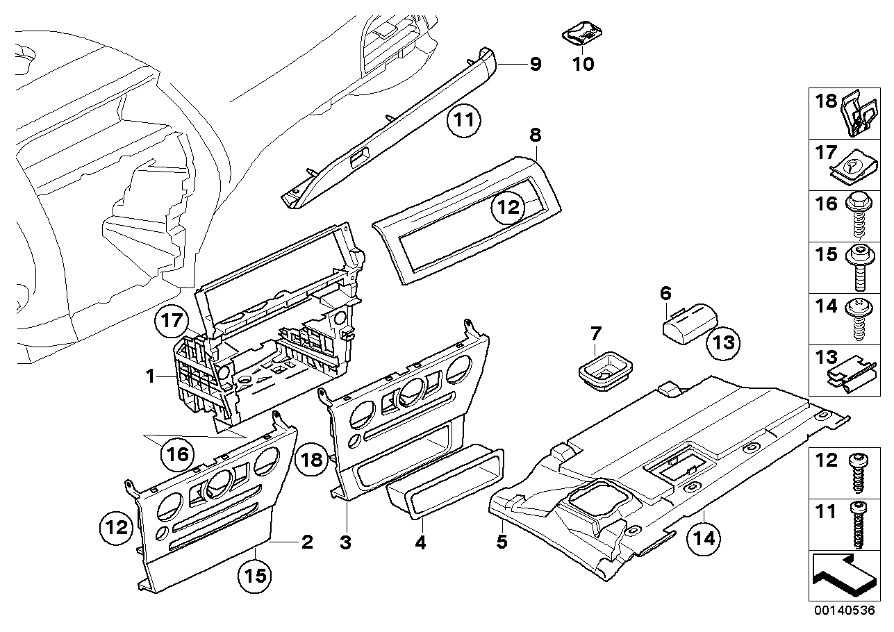 Mounting parts, instrument panel