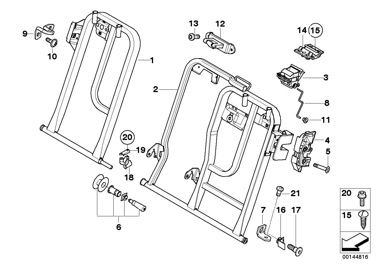 Telaio posteriore sedile carico passante