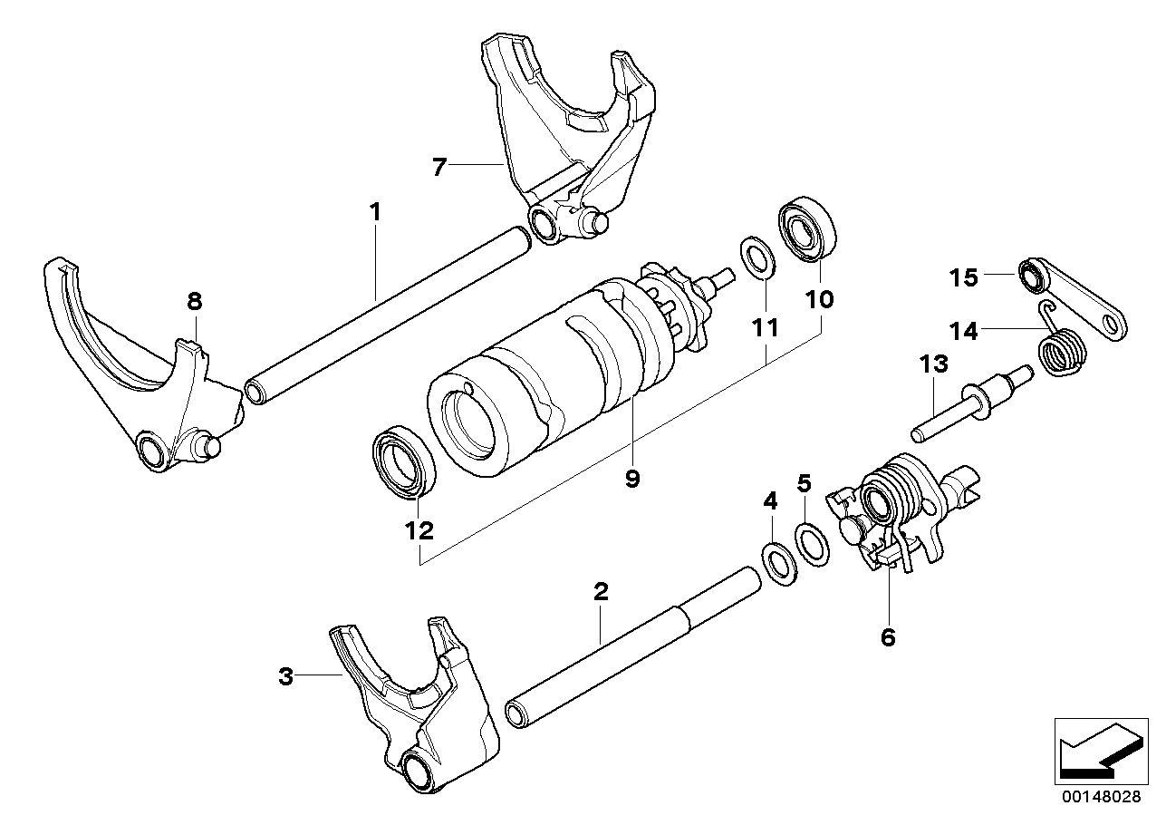 6-speed gearbox shift components