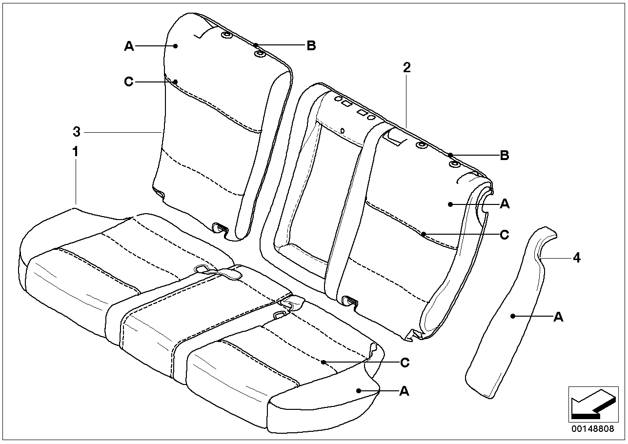 Tapizado individual cuero asiento tras.