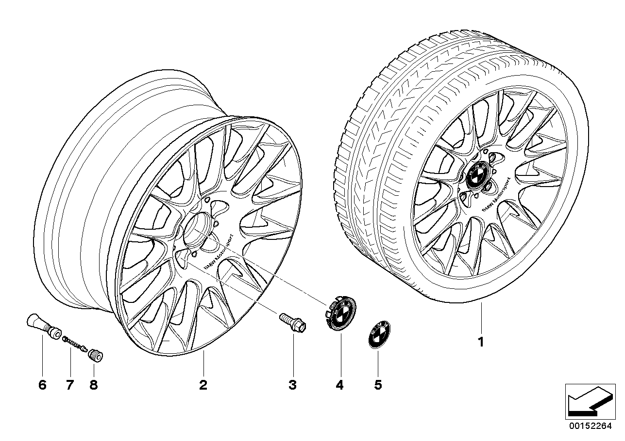 BMW light alloy wheel, radial spoke 216