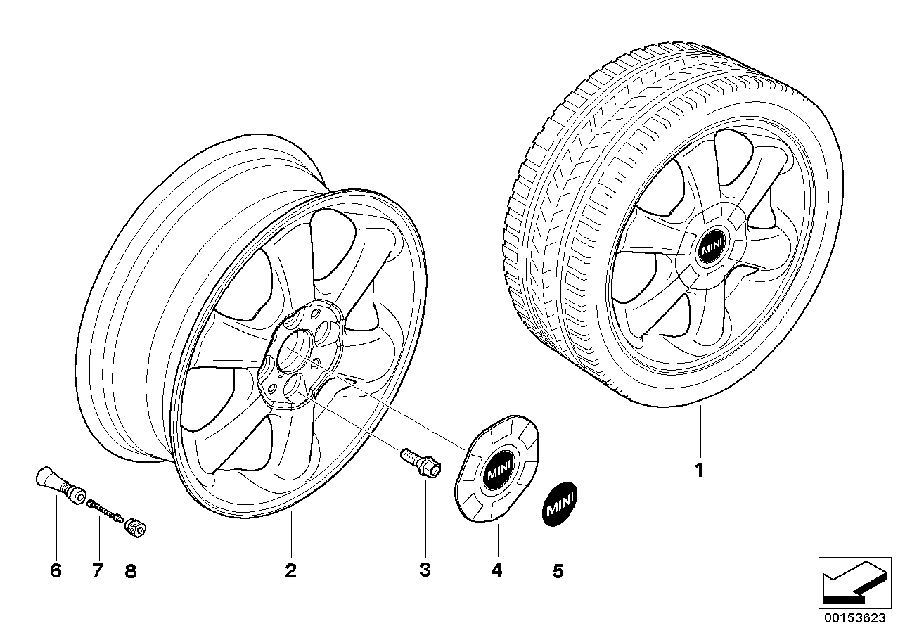 MINI alloy wheel, rotator spoke 101