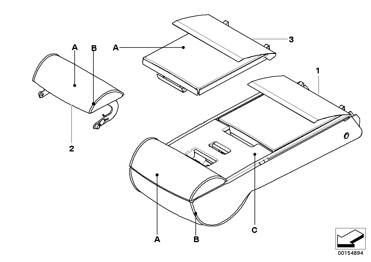 Individual armrest of rear basic seat