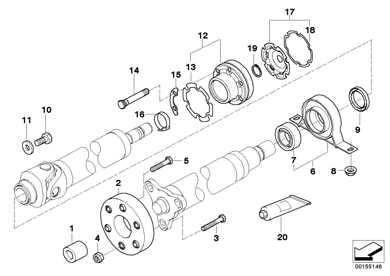 Drive shaft, single components, 4-wheel