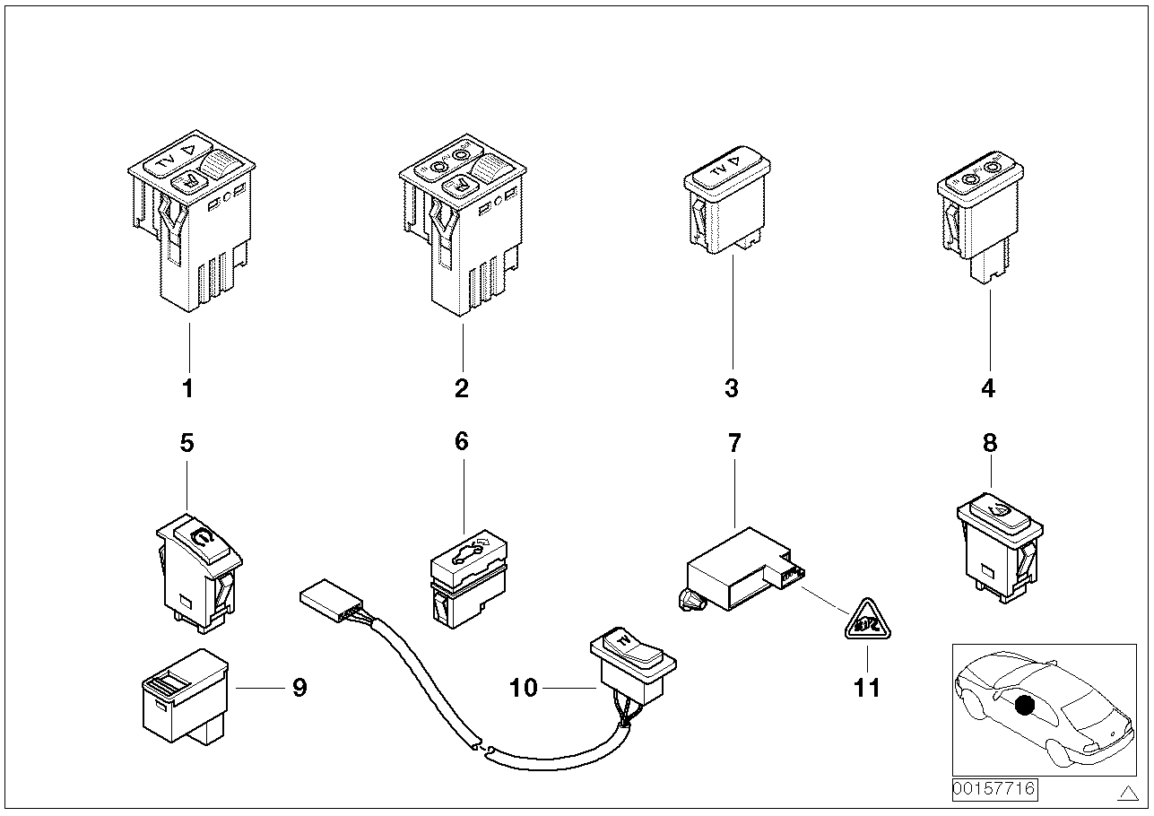 Various switches, TV switch