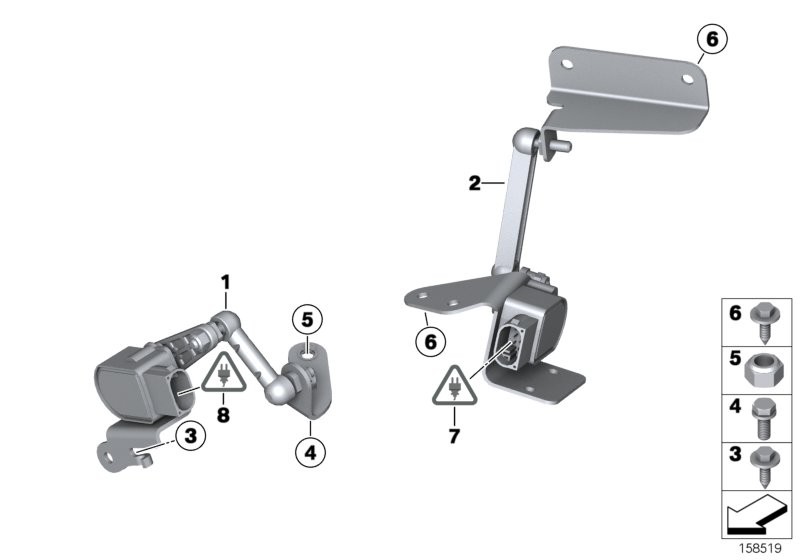 Headlight vertical aim control sensor