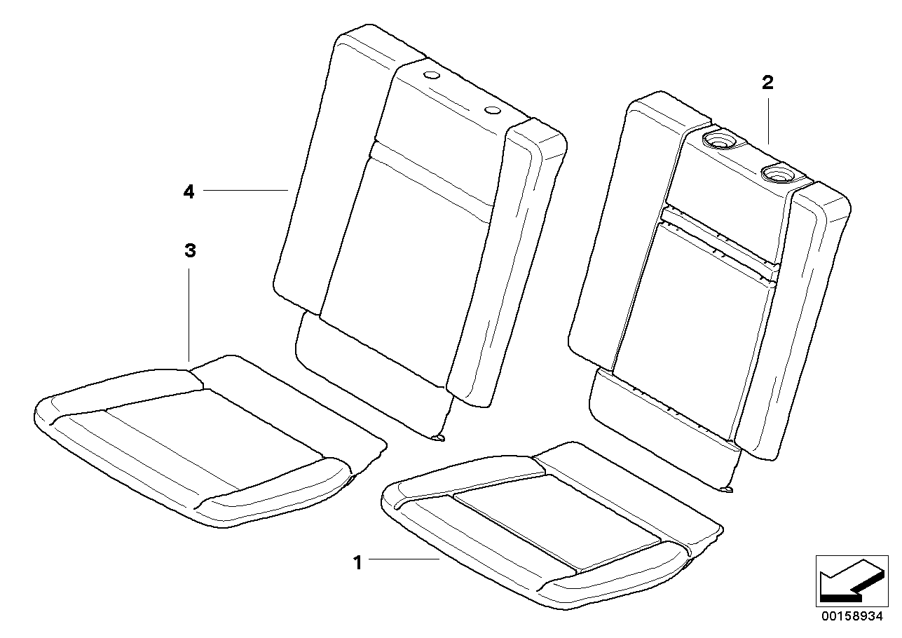Seat, rear, cushion, and cover, 3rd row