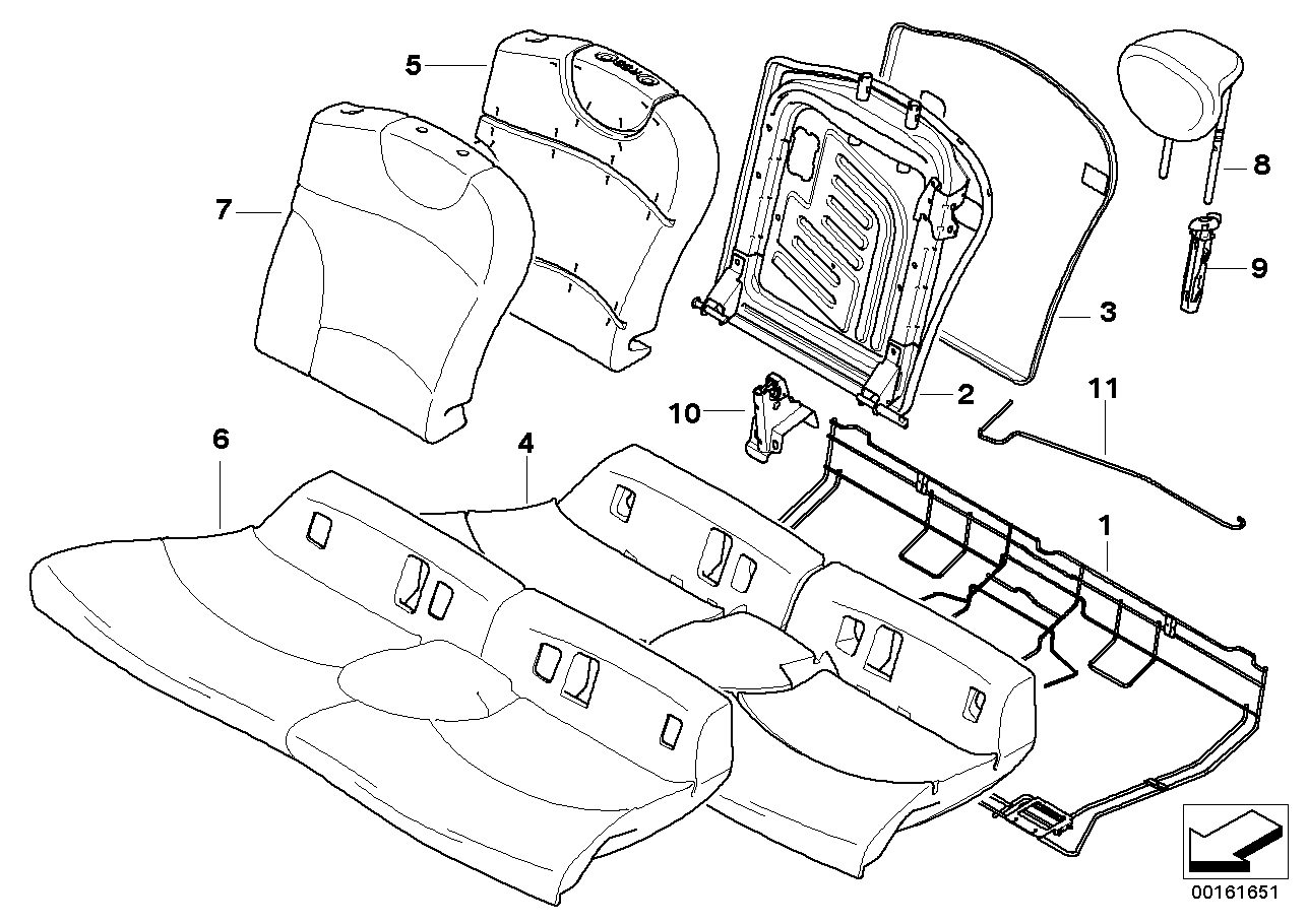 Seat, rear, cushion and cover