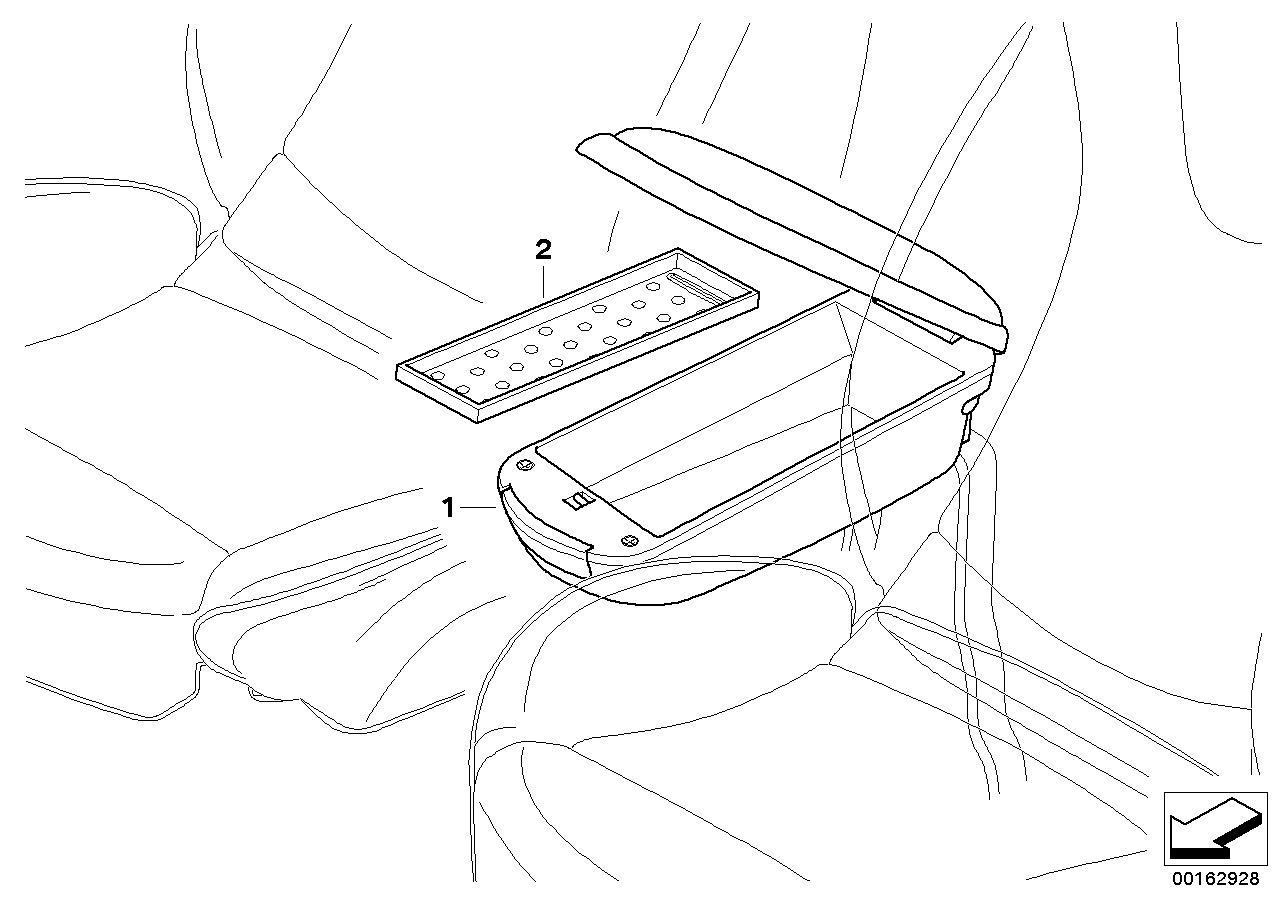Centre armrest with storage compartment