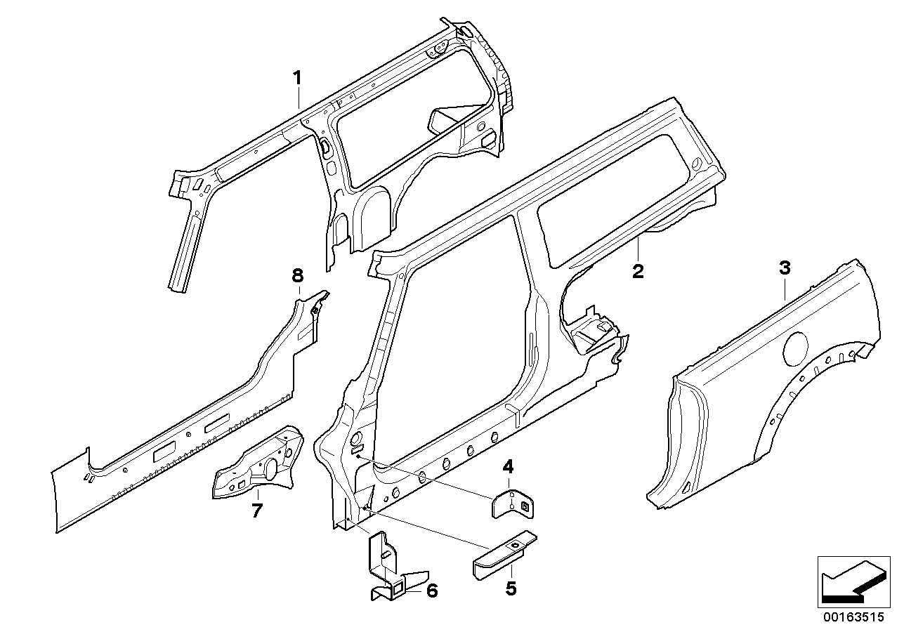 Componentes armazón lateral izquierda