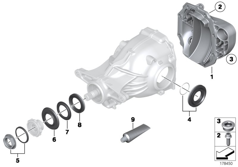 Rear axle diff.separate components - 225