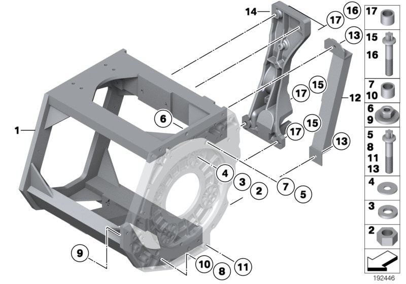 Support frame and mounting parts