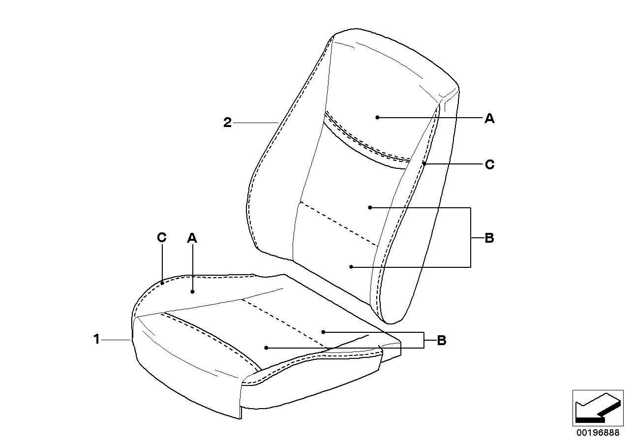 Individual cover, basic seat, front, LC