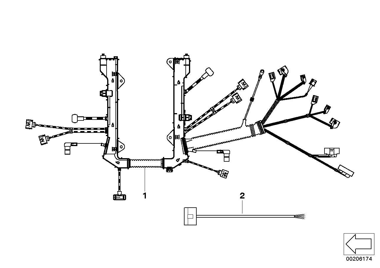 Engine wiring harness, engine module