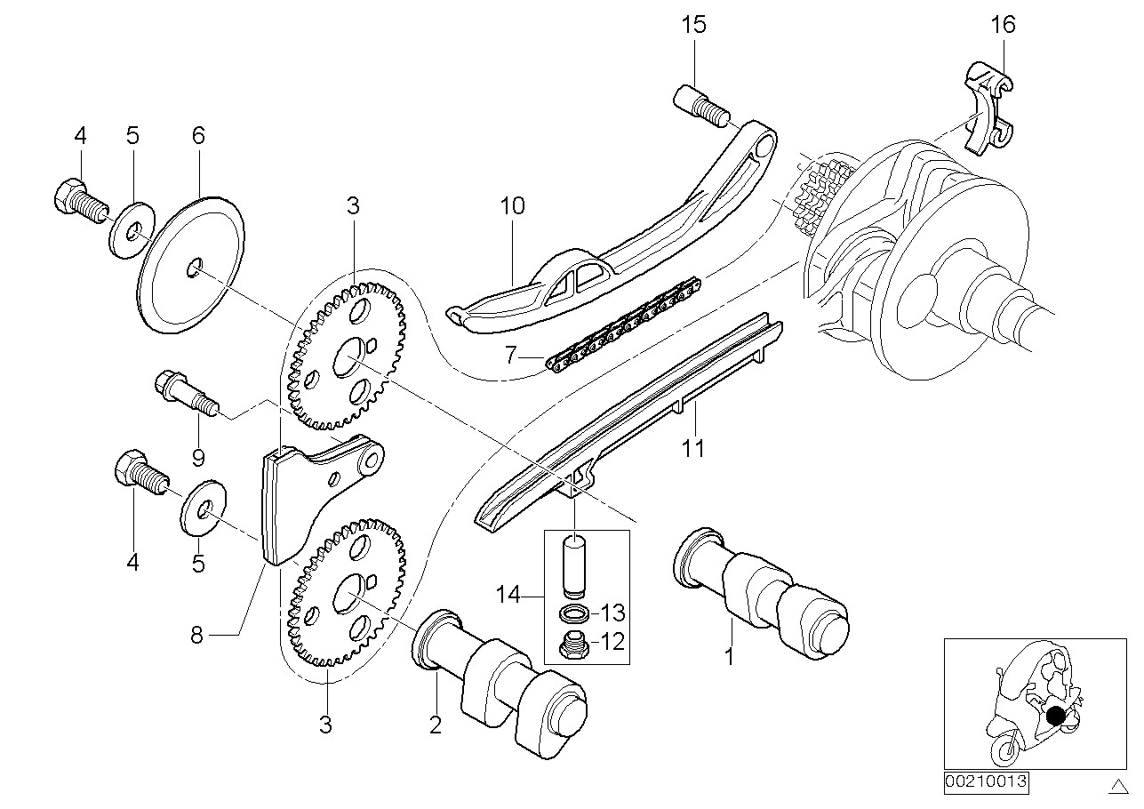 Timing gear - cam shaft/chain drive