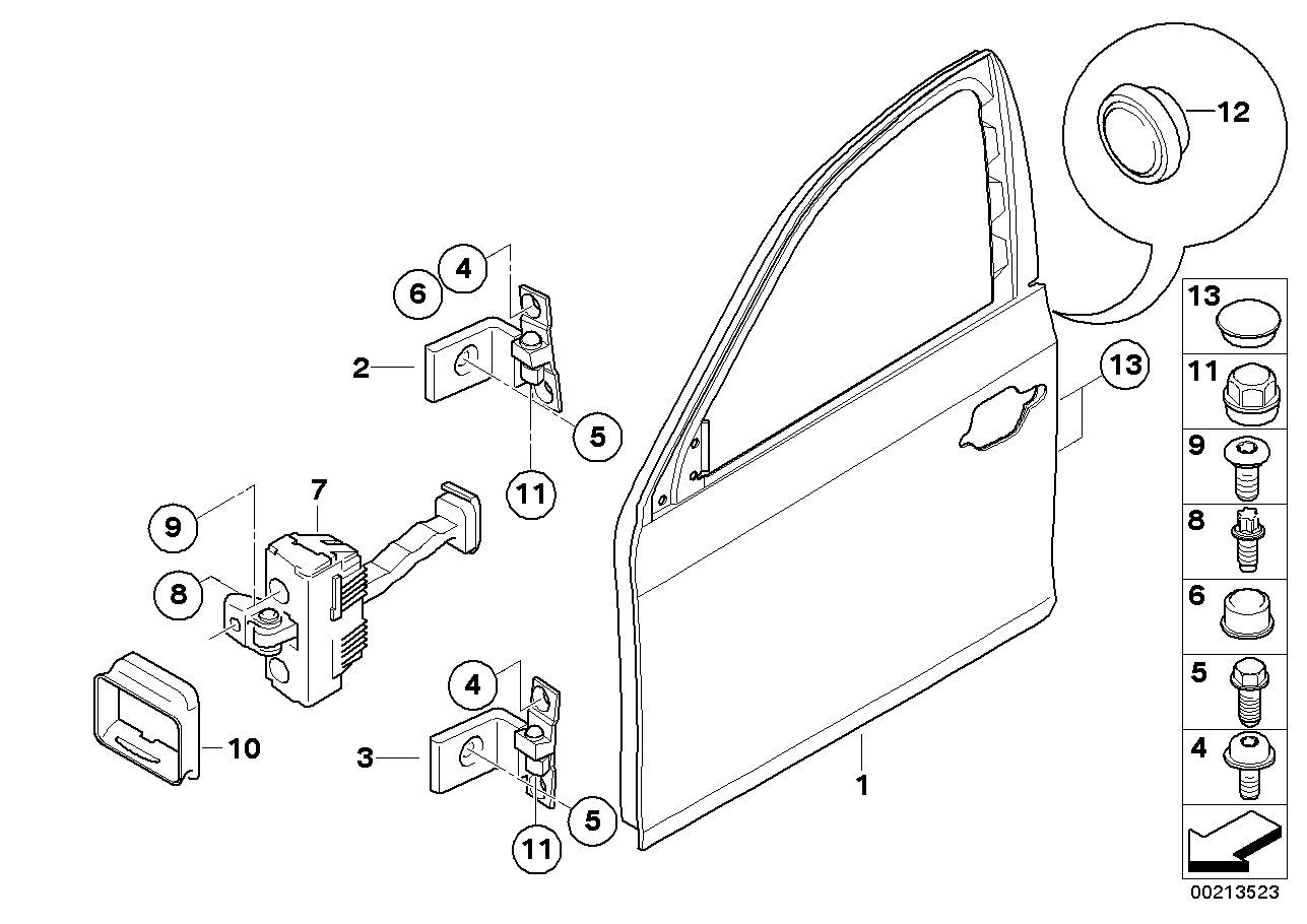 Porta anteriore-cerniera/freno porta