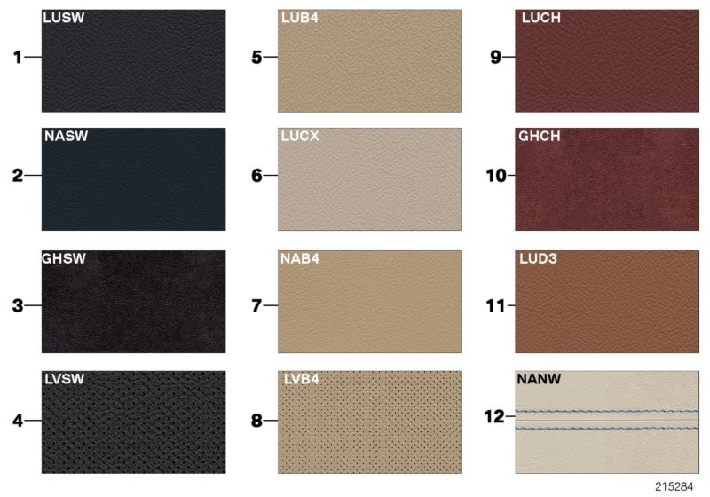 Sample page, cushion colours, leather