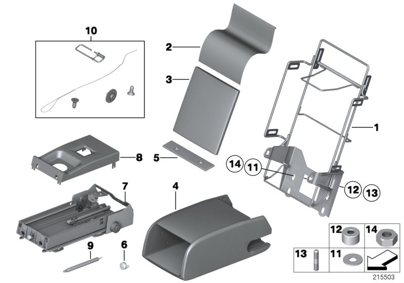 Armrest, rear, single parts