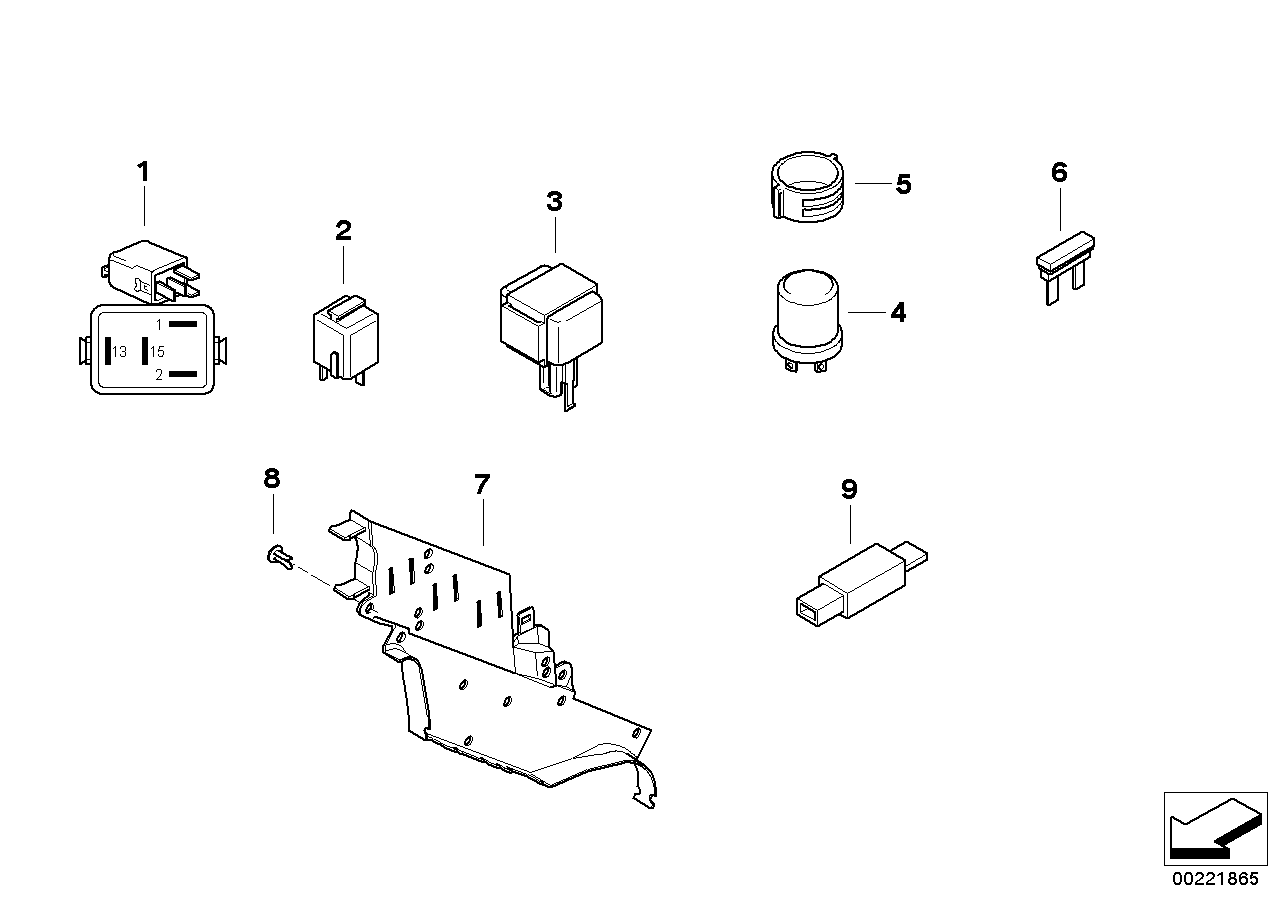 Various relays with holder