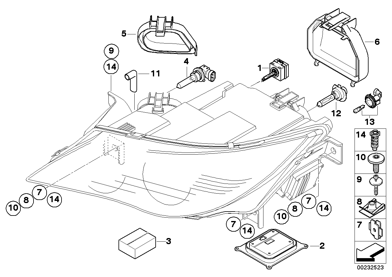 Single parts, xenon headlight