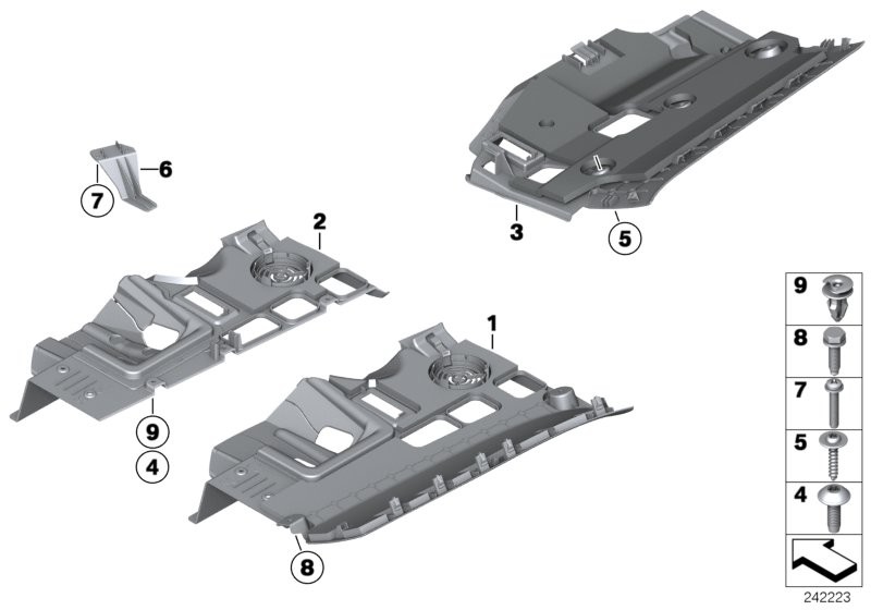 Mounting parts, instrument panel, bottom