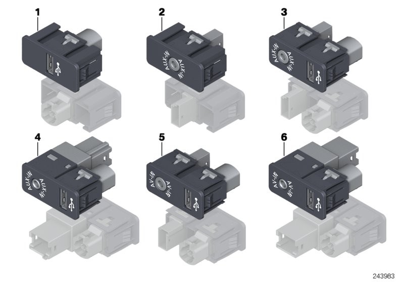 USB / AUX-IN / AV-IN zásuvky