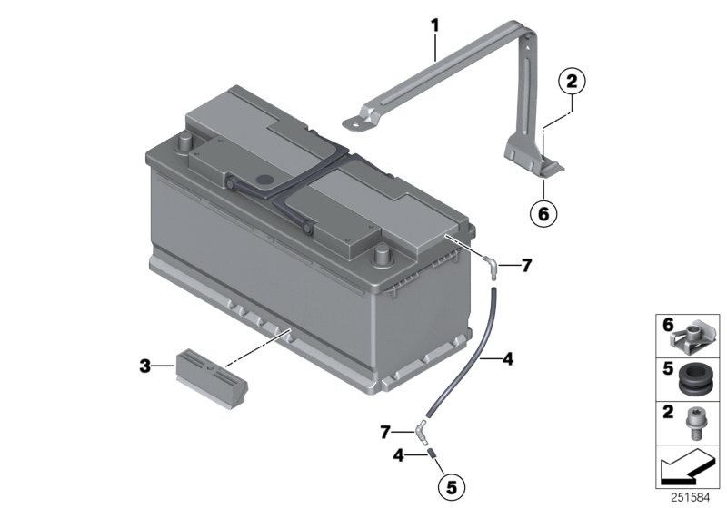 Mounting & attachm. parts f. 2nd battery