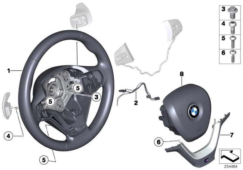 Volant sport M airbag multif./manettes