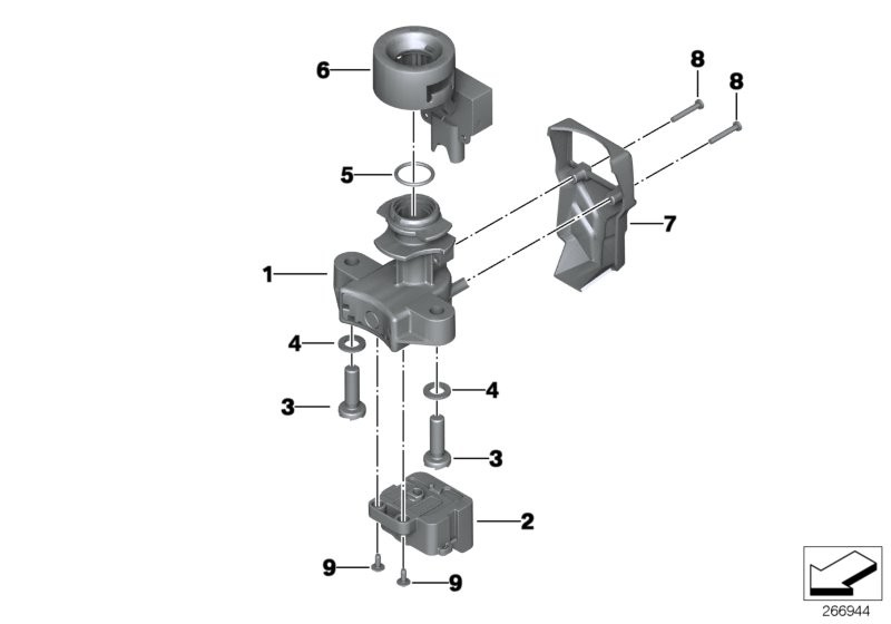 Ignition switch and mounting parts