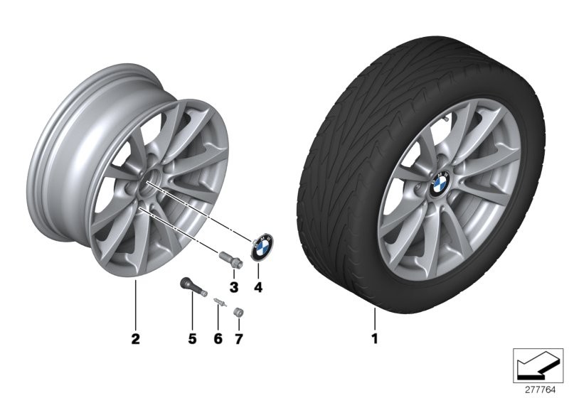 BMW 轻质铝合金轮辋 V 型轮辐 390 - 16''