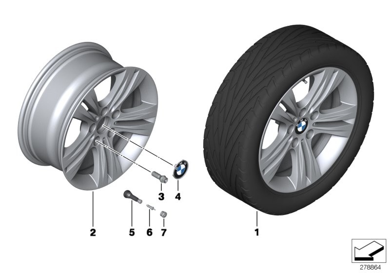 BMW 轻质铝合金轮辋 双轮辐 392 - 17''