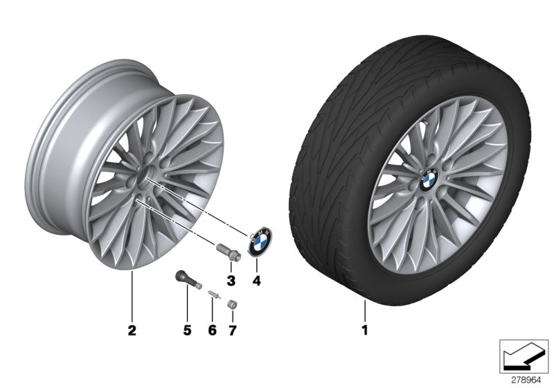 Roue all. BMW rayons multiples 414-17''