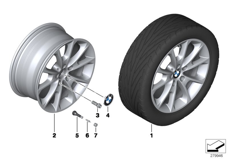 BMW 轻质铝合金轮辋 V 型轮辐 398 - 18''