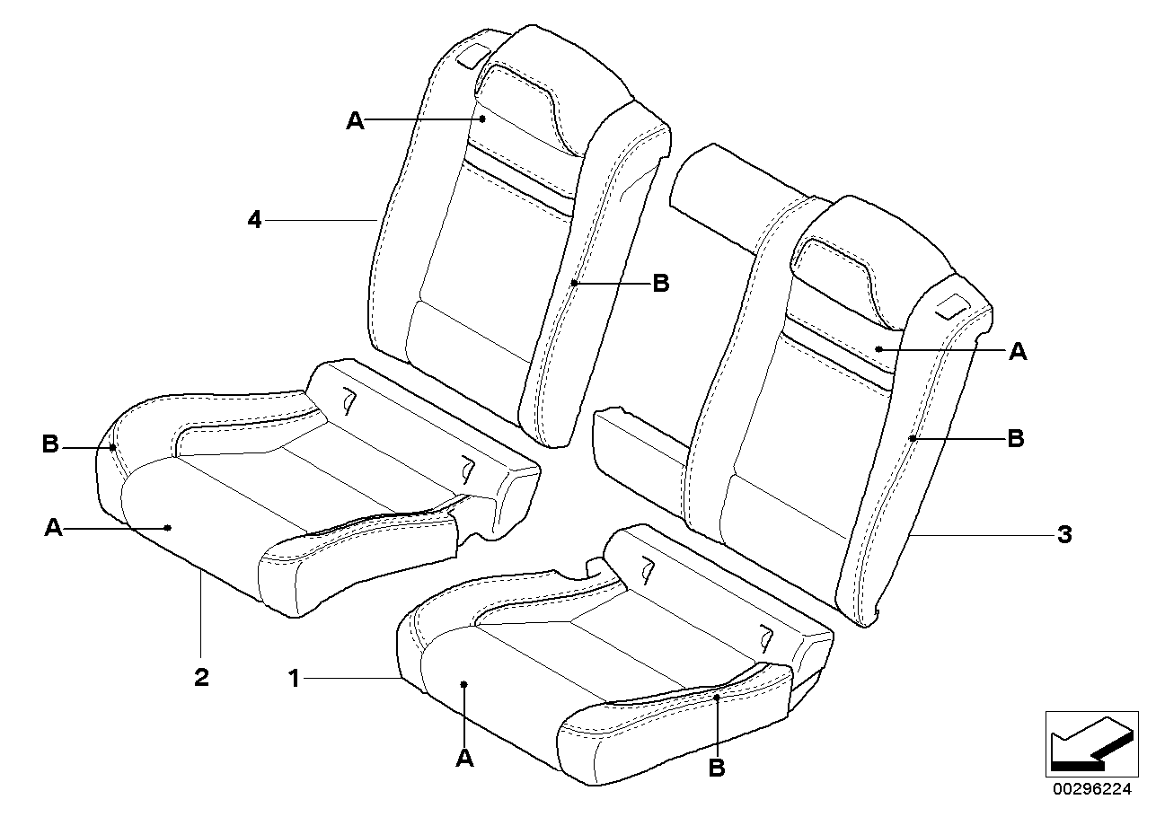 Indiv. M cover, leather seat, rear USA