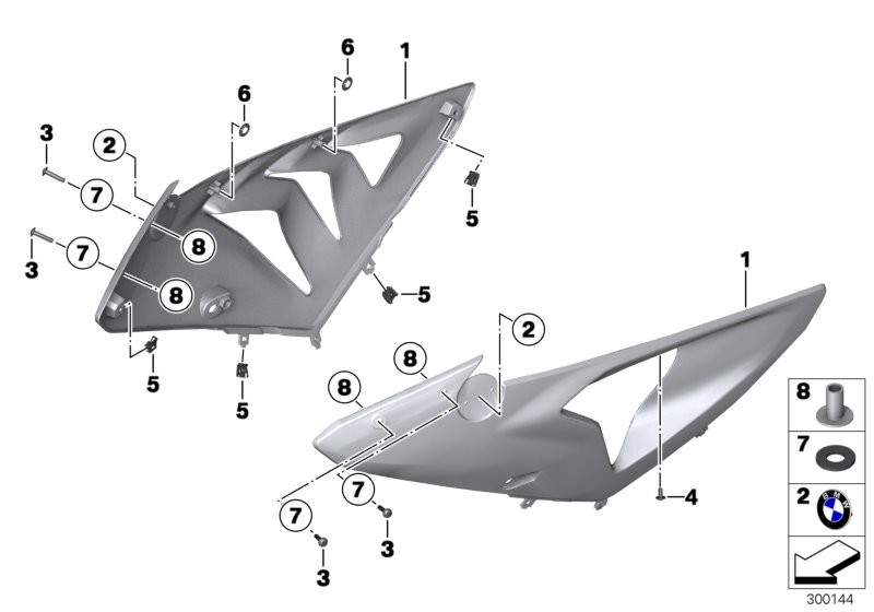 Fairing side section, front