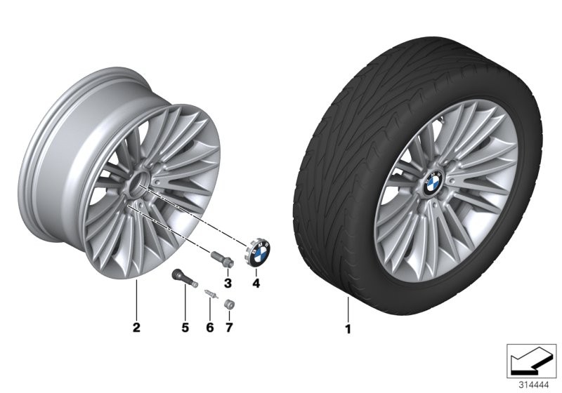 Roue all. BMW rayons multiples 456-17''