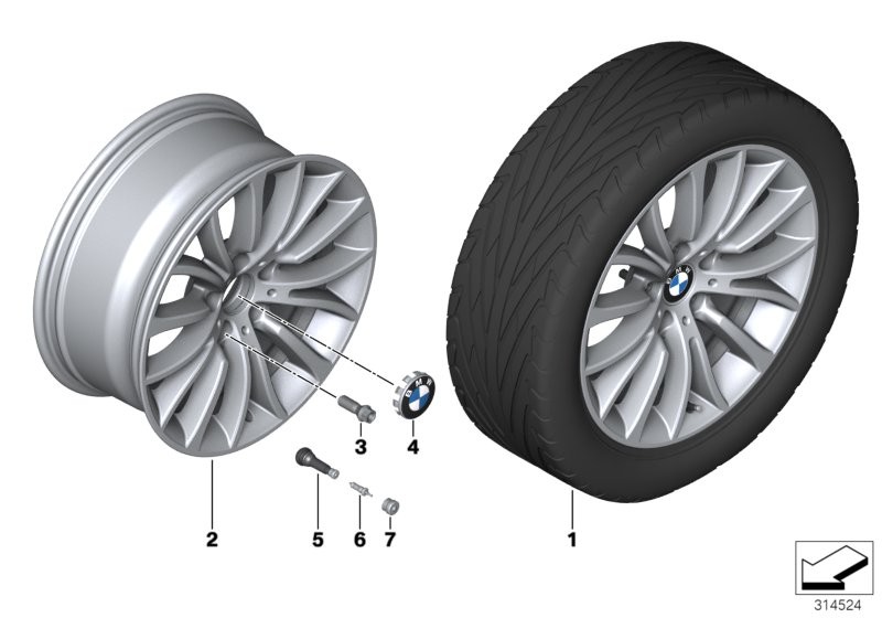 Roue all. BMW rayons multiples 454-18''