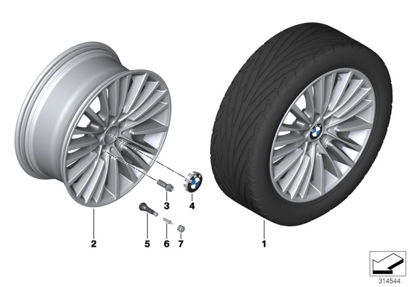 BMW 轻质铝合金轮辋 多轮幅 455 - 19''