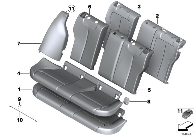 Seat, rear, cushion, & cover, basic seat