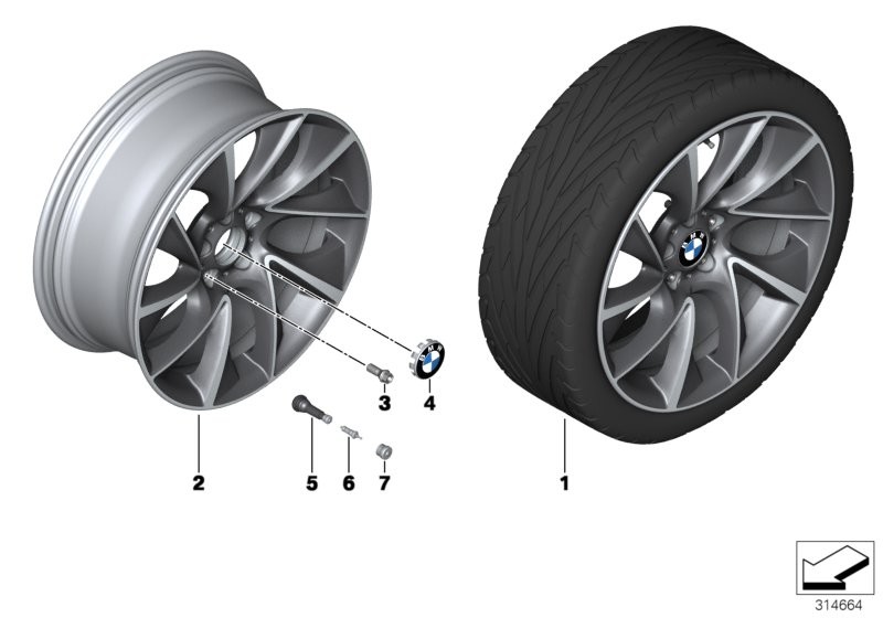 Rueda AL BMW diseño turbina 457-20''