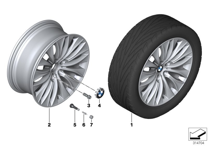 Roue all. BMW rayons multiples 459-20''