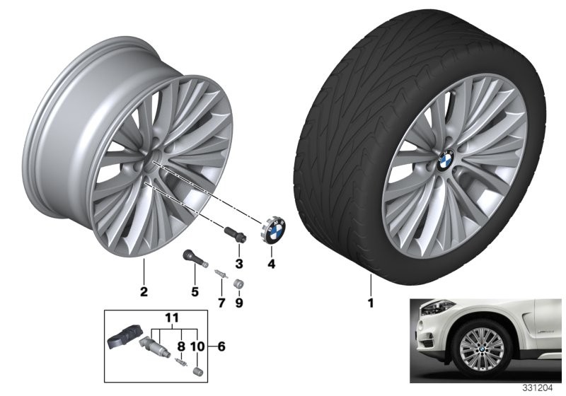 Roue all. BMW rayons multiples 448-19