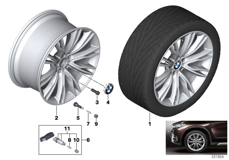 BMW 轻铝合金轮 个性化 V 型轮辐 551 -20''