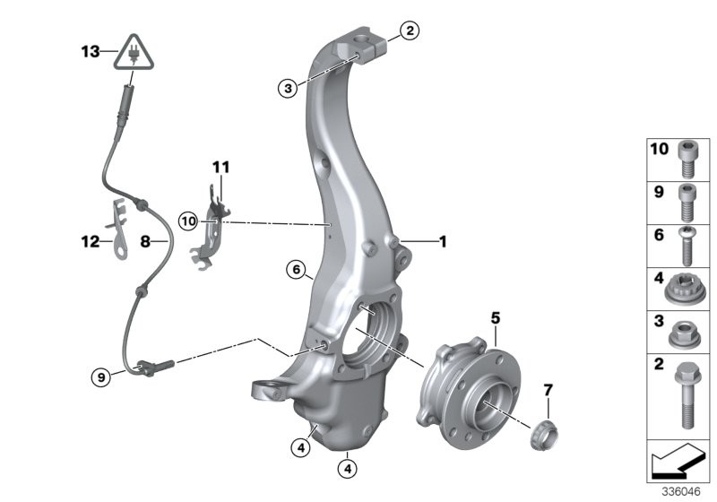 Carrier / wheel bearing, front