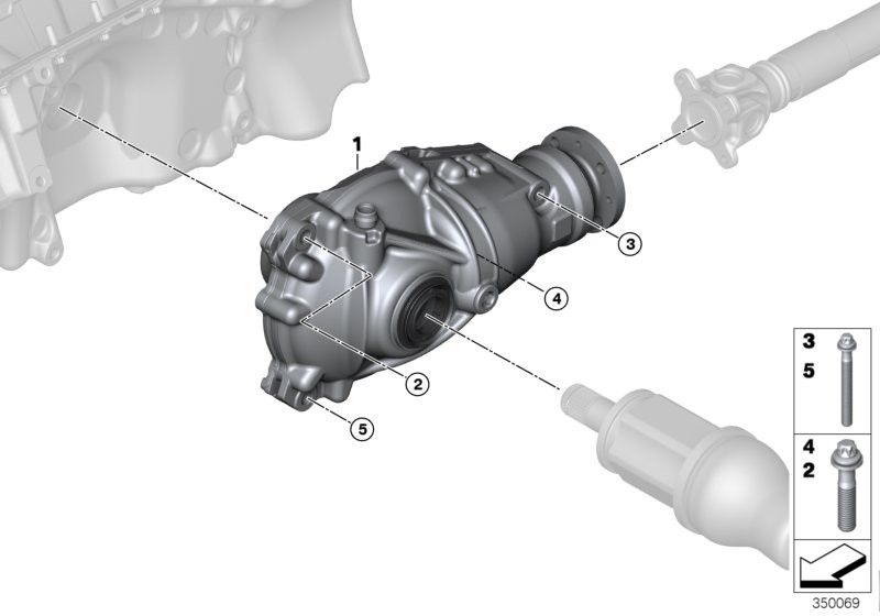 Front axle differential / mounting