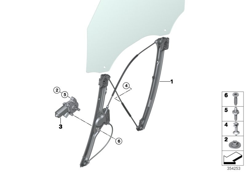 Meccanismo cristallo portiera anteriore