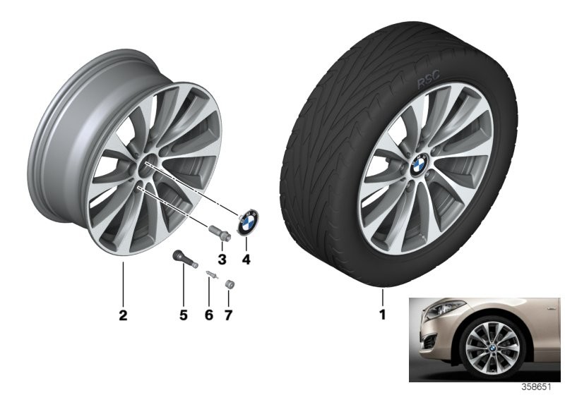 BMW 轻质铝合金轮辋 V 型轮辐 387 - 18''