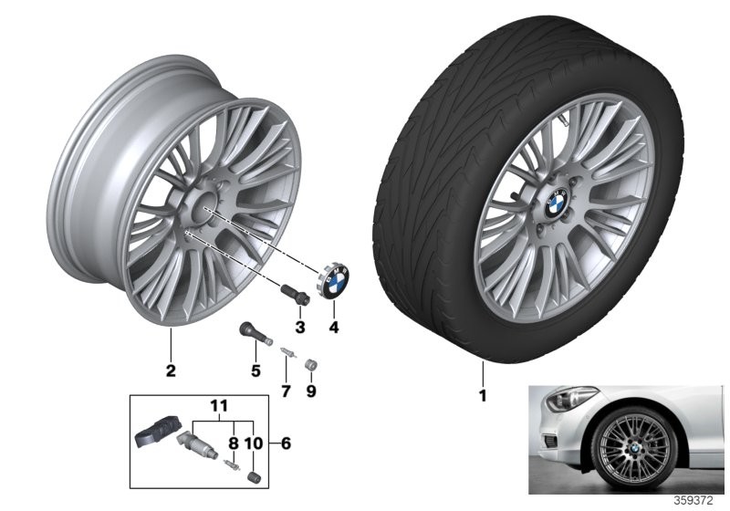 BMW 轻质铝合金轮辋 径向轮幅 388 - 18''
