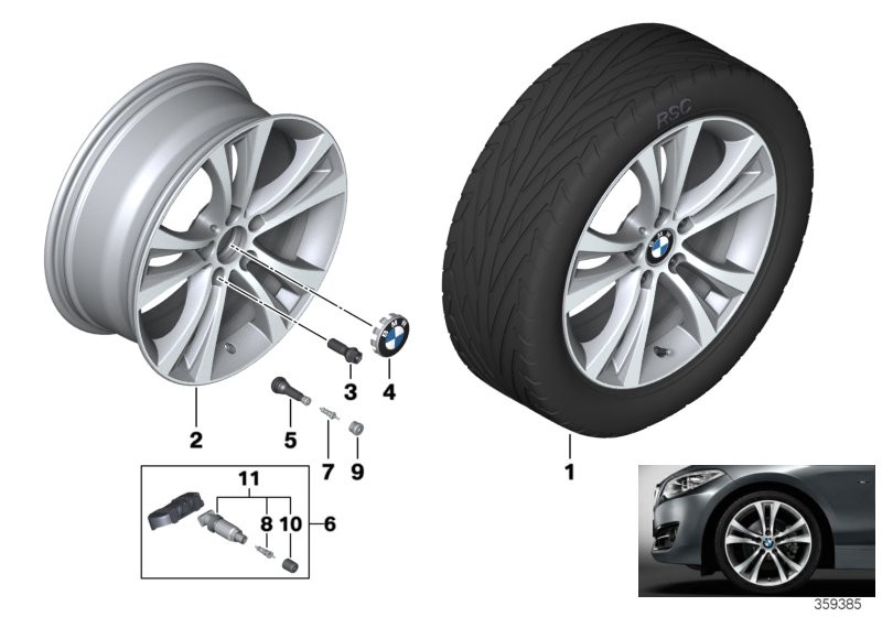 BMW 轻质铝合金轮辋 双轮辐 384 - 18''