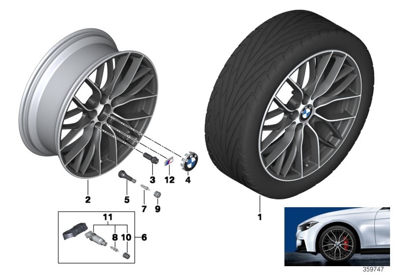 BMW 轻质铝合金轮辋 M 双轮辐 405-20''